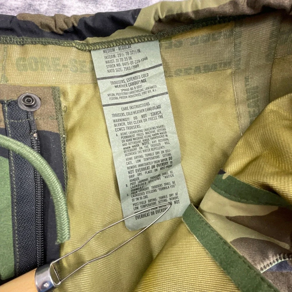 GI Mens Medium Regular Camo Extended Cold Weather Trousers Green Olive Khaki